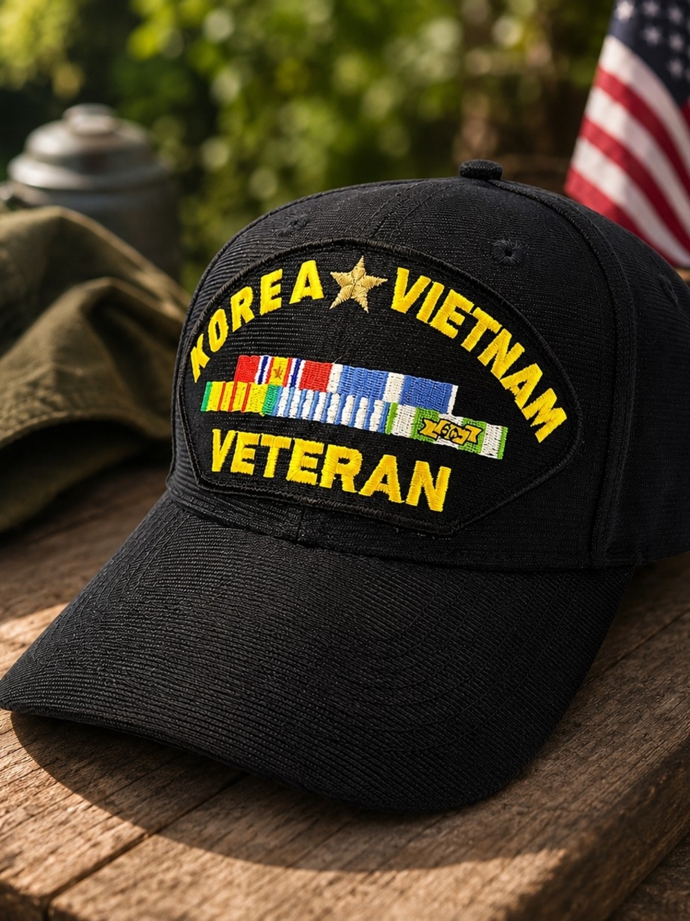 Vintage Korea Vietnam Veteran Eagle Crest Snapback Hat USA